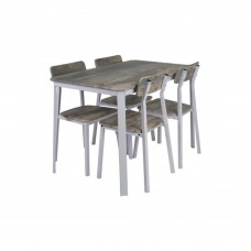 5-Piece Dining Table Set with 4 Chairs Modern Kitchen & Dining Room Set Sturdy Metal Frame, Rustic Wood-Look Tabletop Space-Saving Design for Apartment, Condo, Small Spaces – Gray
